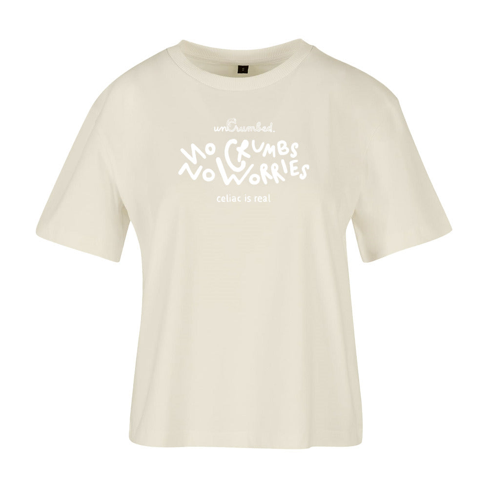 women's shirt: no crumbs no worries
