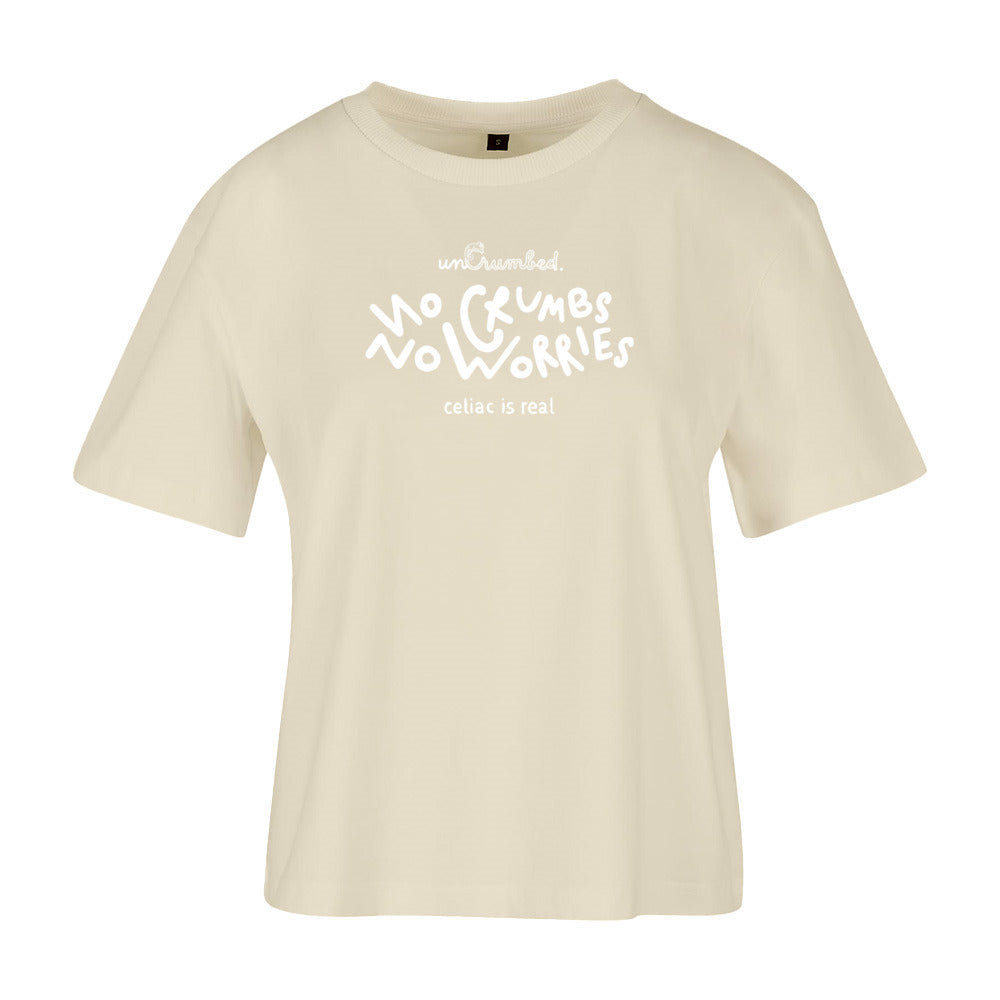 women's shirt: no crumbs no worries