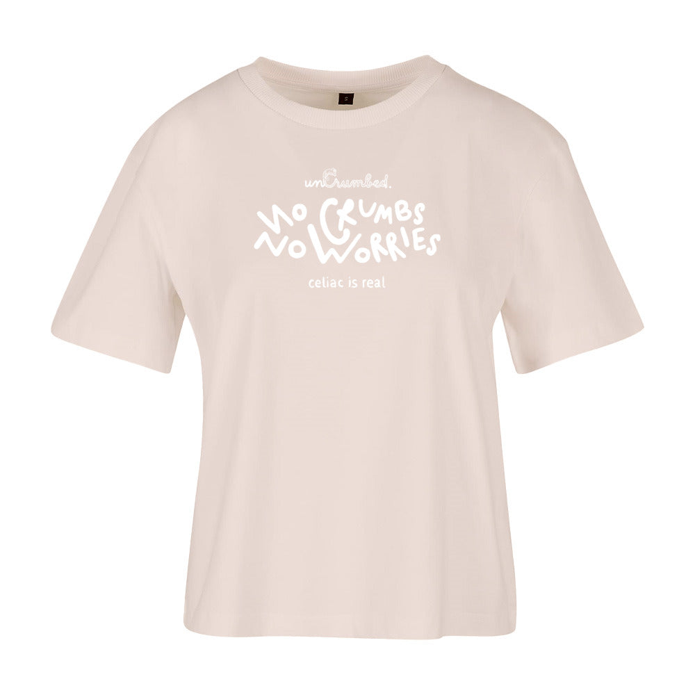 women's shirt: no crumbs no worries