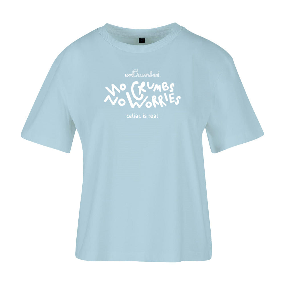women's shirt: no crumbs no worries