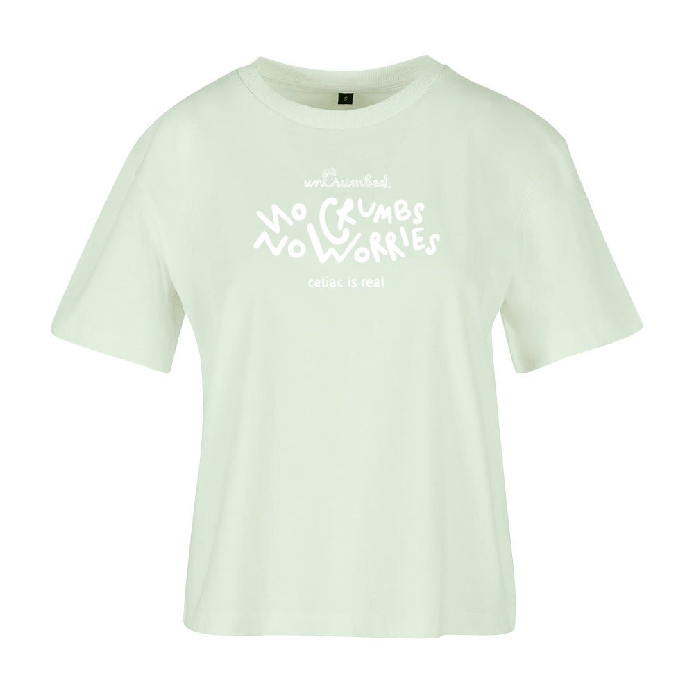 women's shirt: no crumbs no worries