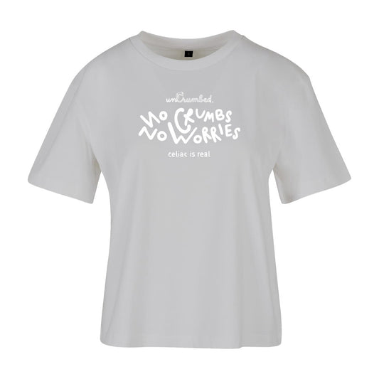 women's shirt: no crumbs no worries