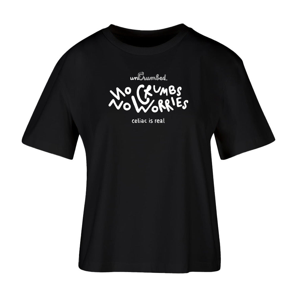 women's shirt: no crumbs no worries