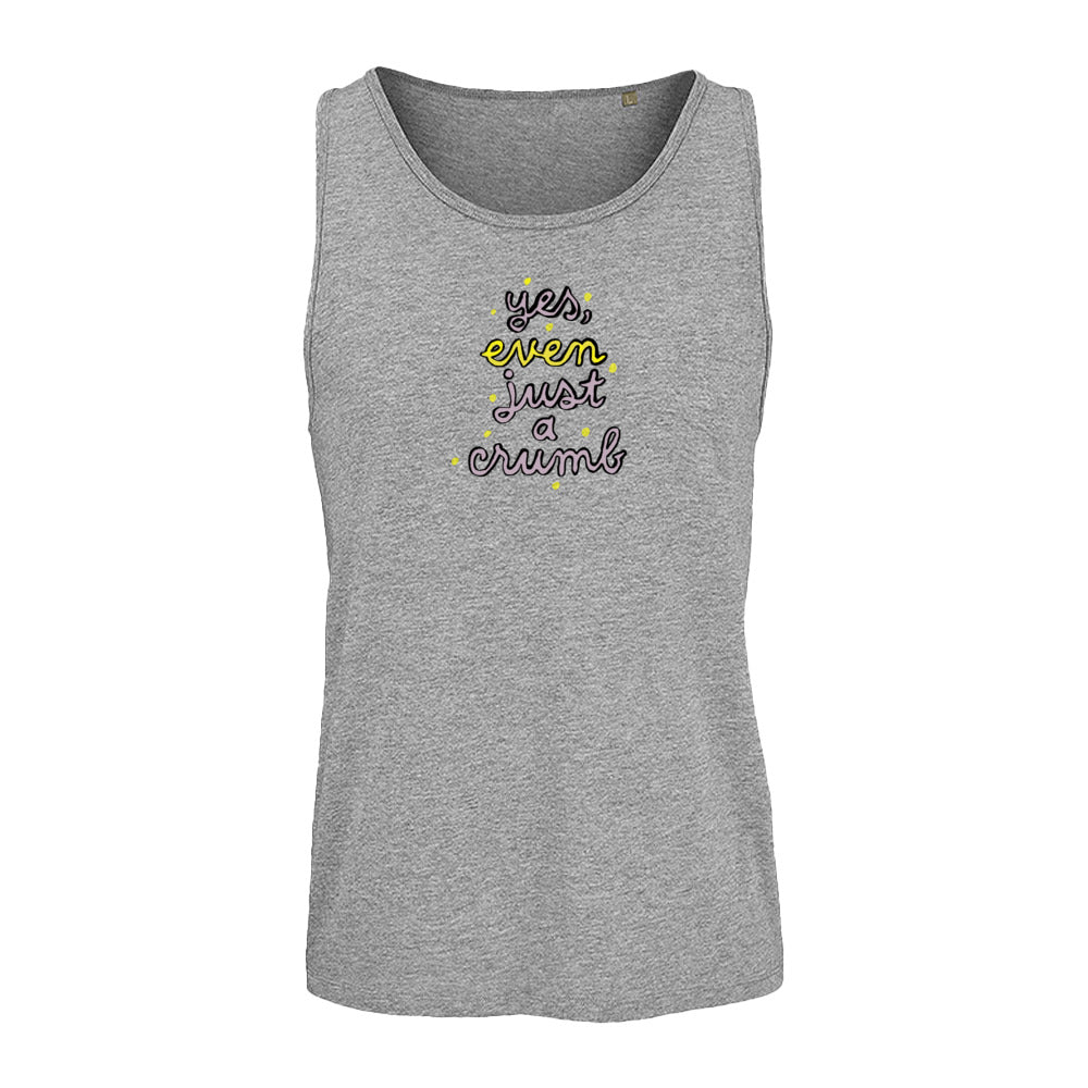 unisex sleveless: yes, even just a crumb