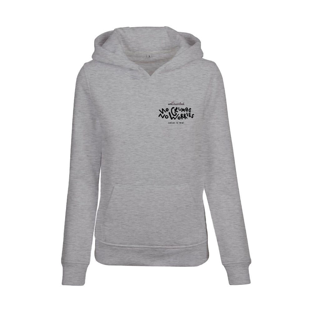 women's hoodie: no crumbs no worries