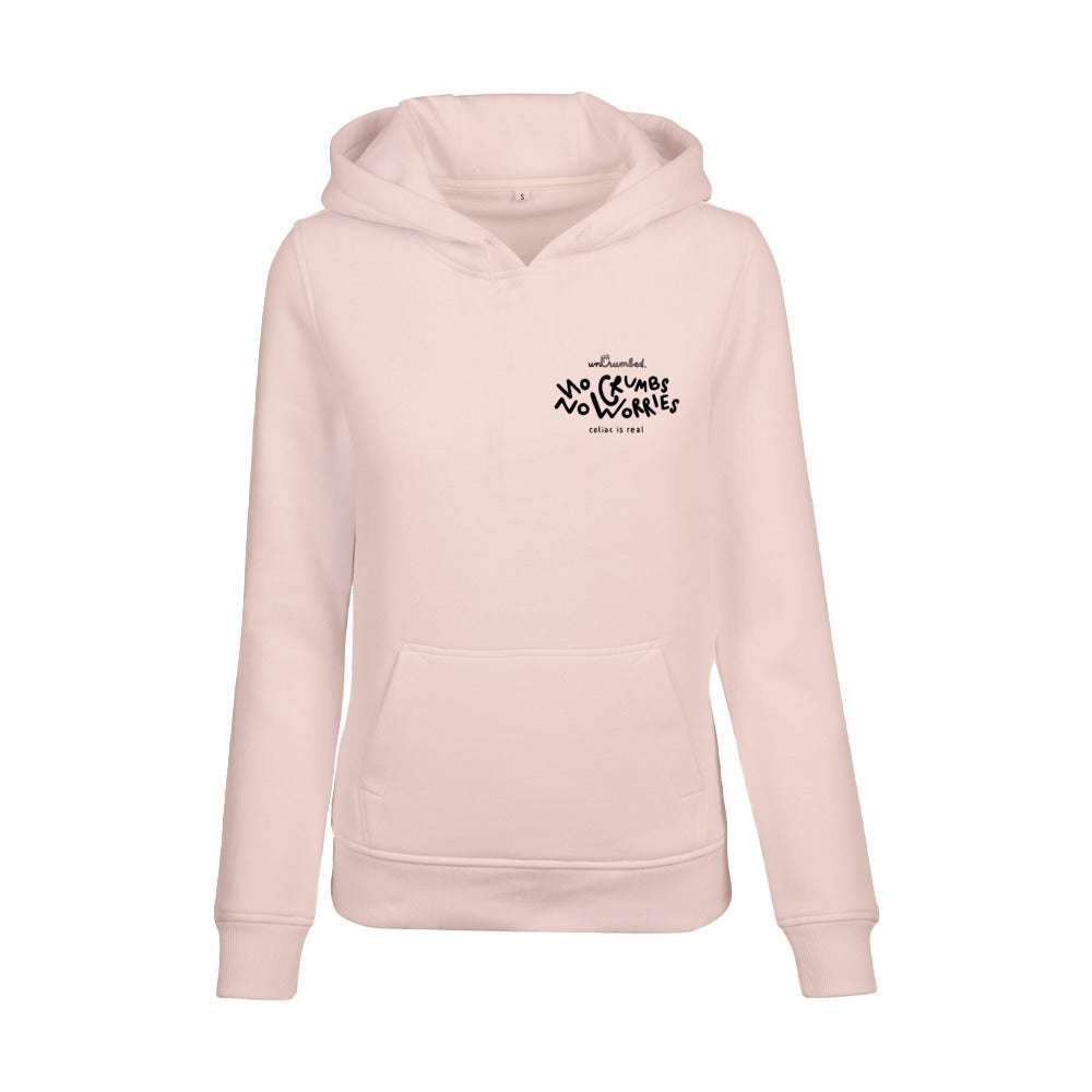 women's hoodie: no crumbs no worries