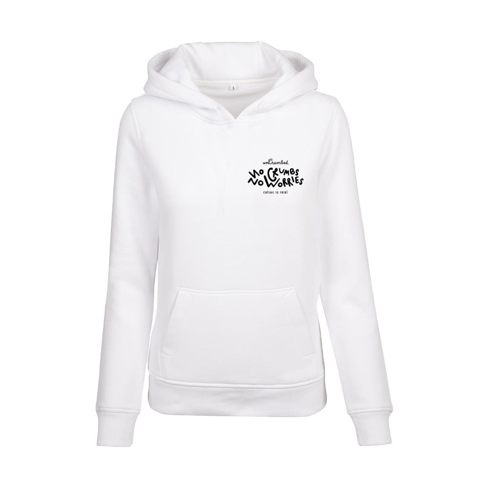 women's hoodie: no crumbs no worries