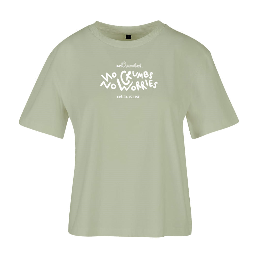 women's shirt: no crumbs no worries