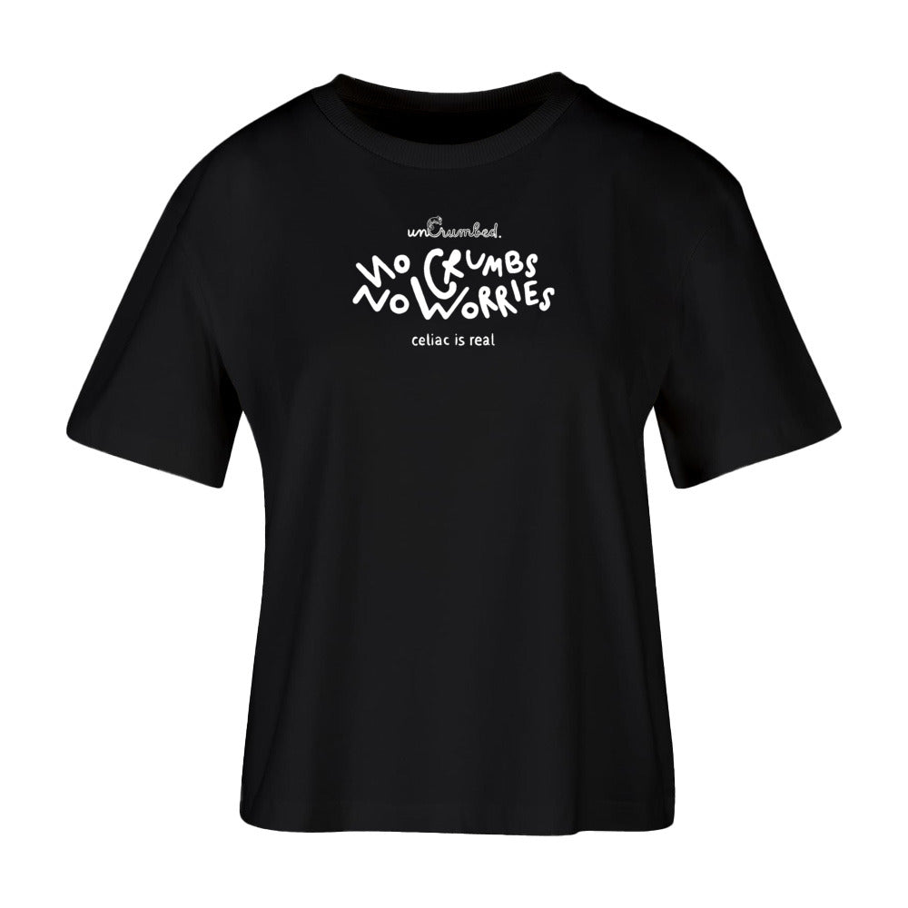 women's shirt: no crumbs no worries