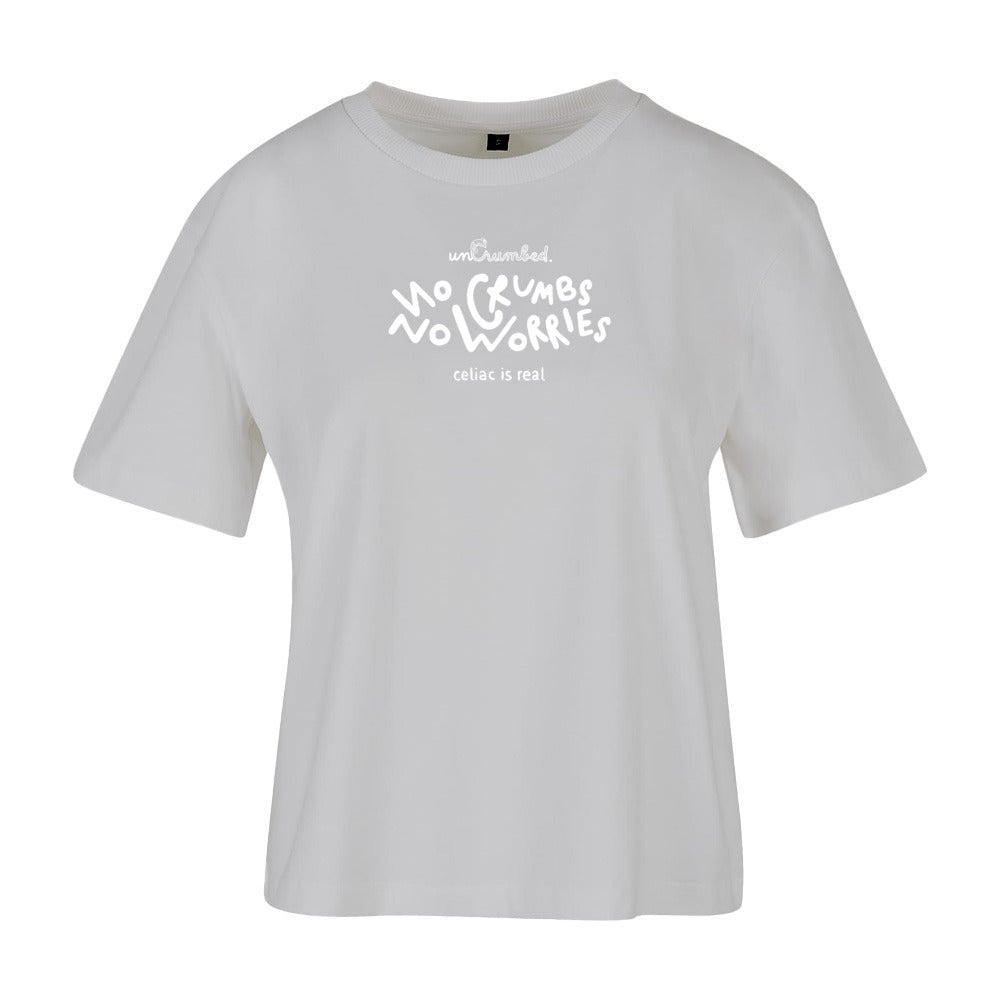 women's shirt: no crumbs no worries