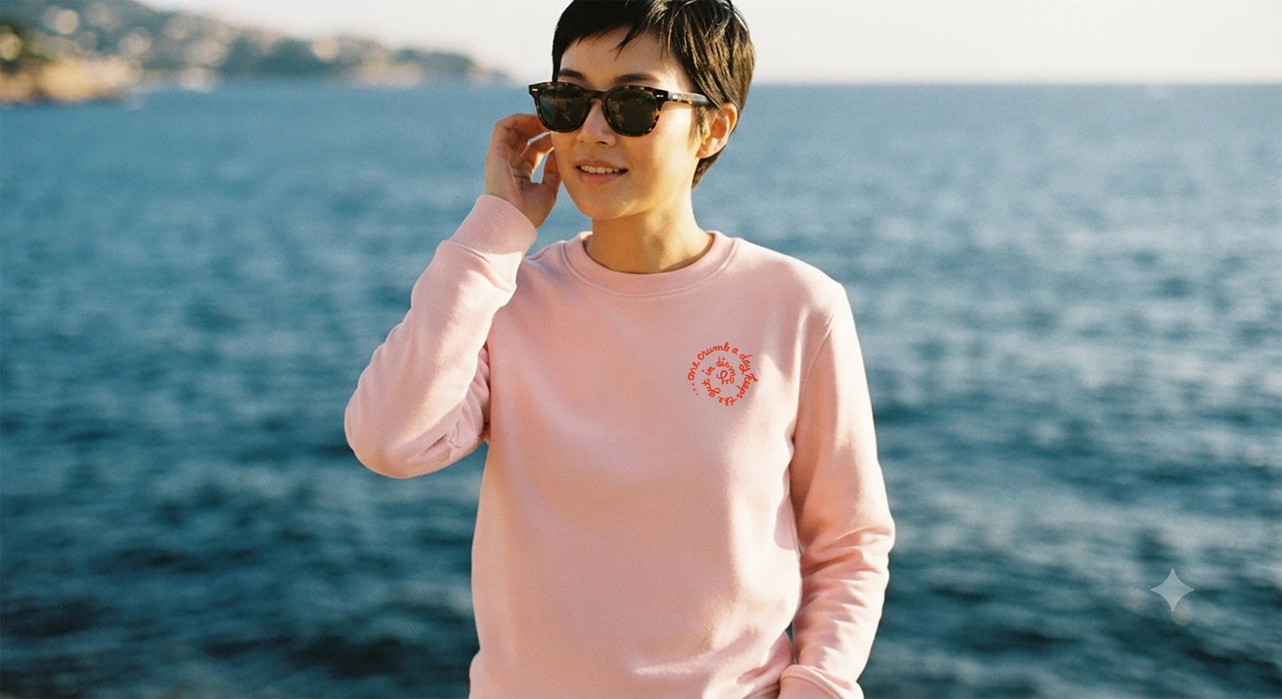 unisex sweater: one crumb a day...