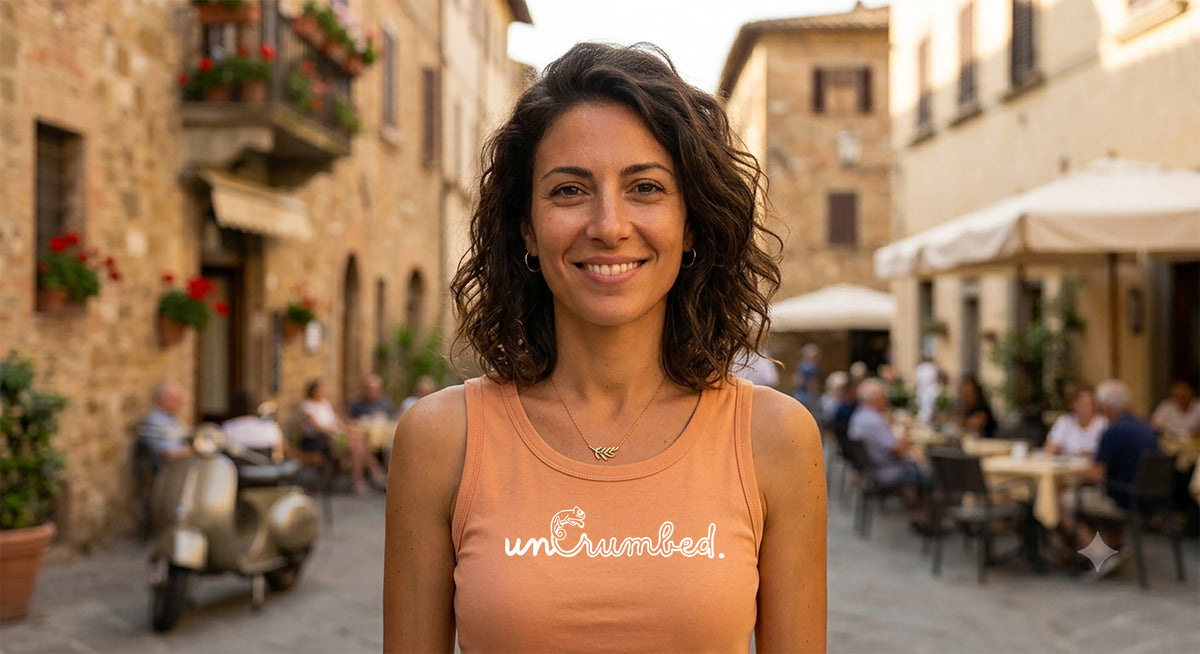 unisex sleveless: uncrumbed.