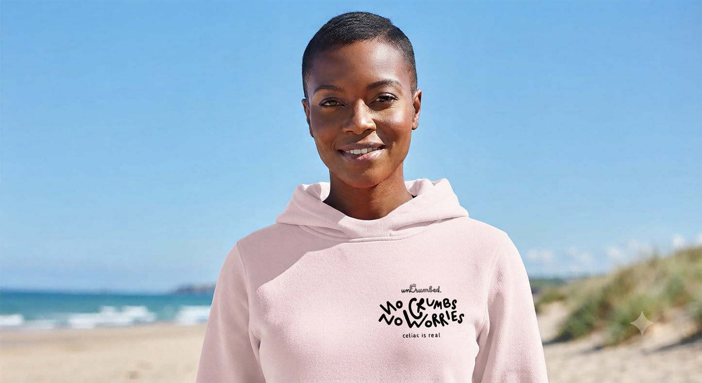 women's hoodie: no crumbs no worries