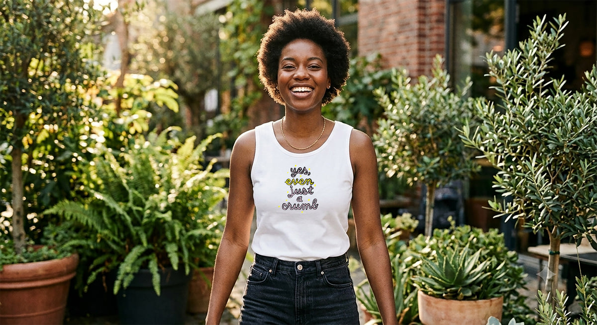 unisex sleveless: yes, even just a crumb